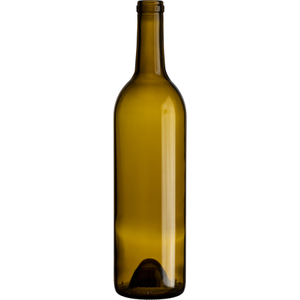 750 ml Antique Green Bordeaux Wine Bottles, Punted Bottom, Cork