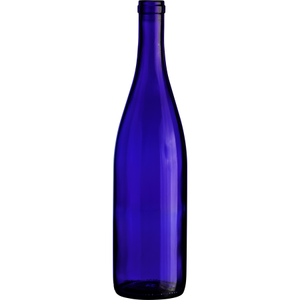750 ml Cobalt Blue California Hock Wine Bottles, Cork 12/cs