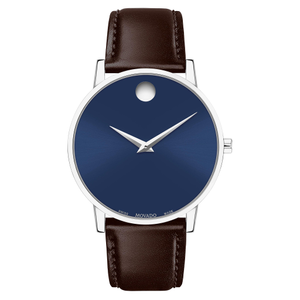 Movado Brown Leather Blue Dial Men's Swiss Made Watch - 607851