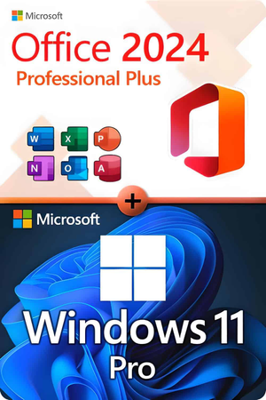 Microsoft Office 2024 Professional Plus + Microsoft Windows 11 Professional Lizenz für 3 PC