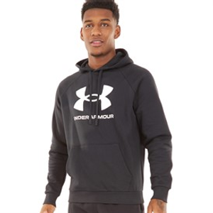 Under Armour Mens UA Rival Fleece Logo Hoodie Black/White