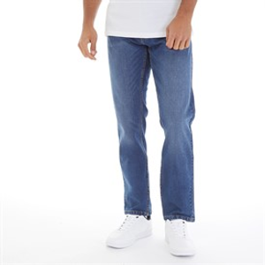 Onfire Mens Straight Fit Denim Jeans Mid Wash