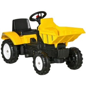 HOMCOM Kids Ride on Tractor No Power Pedal Go Kart with Manual Control Bucket for 3-6 Years Old