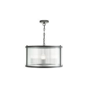 BIA0322 Bianka 3 Light Pendant Matt Black and Ribbed Glass