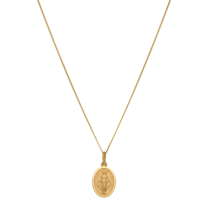 New 9ct Yellow Gold Oval Miraculous Medal Pendant & 18" Necklace