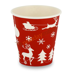 10oz Single Wall Cups - Festive Red Design (100)