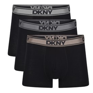 DKNY Mens Carter Three Pack Boxer Trunks Black