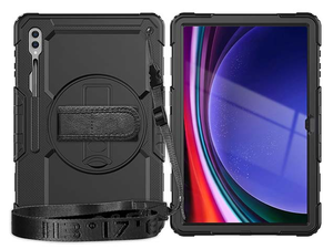 Rugged Impact Case with Strap for Samsung Galaxy Tab S10 Ultra - Classic Black