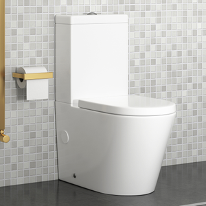 Cesar Short Projection Close Coupled Rimless Toilet and Soft Close Seat with Cistern