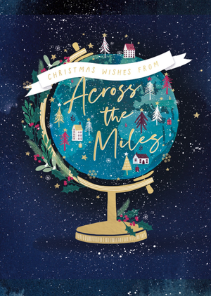 Across The Miles Festive Globe Illustrated Christmas Card