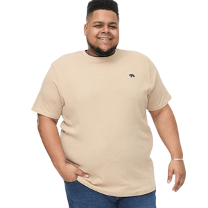 D555 Mens Sandford Big & Tall Short Sleeve Waffle Texture T-Shirt - 5XL / Stone