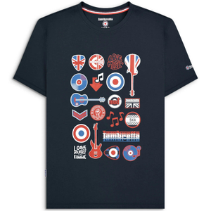 Lambretta Mens Music Icon Short Sleeve Graphic T-Shirt - 2XL / Navy