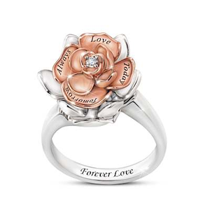 Genuine Diamond Blooming Rose Of Love Ring Size 8