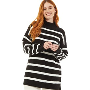 Onfire Womens Striped Sweater Black/Ecru