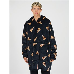 Brave Soul Mens Pizza AOP Snuggle Fleece Black/Multi
