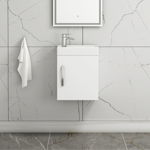 Como 400mm Cloakroom Wall Hung Vanity Sink Unit Gloss White - 1 Door