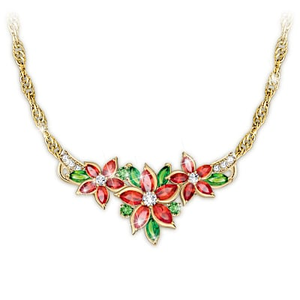 Crystal Poinsettia Pendant Necklace