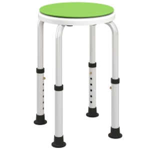 HOMCOM 360° Swivel Shower Chair, Height Adjustable Aluminium Shower Stool with Non-Slip Feet for Disabled, Elderly, Green