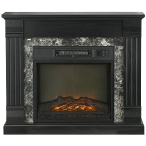 HOMCOM Chimenea Eléctrica 1800W Chimenea Decorativa con Efecto de Llama Mando a Distancia Temporizador 80x21,6x67,8cm Negro