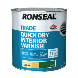 Ronseal Trade Quick Dry Interior Varnish Matt Clear 2.5ltr