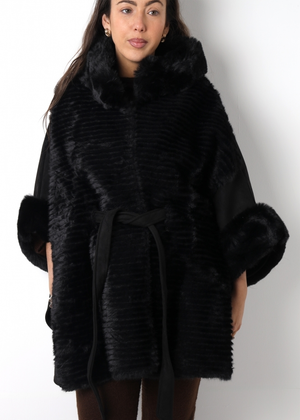Black Faux Fur Cape