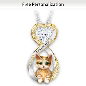 Always In My Heart Orange Tabby Personalized Necklace