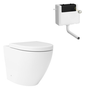 Comfort Height Back to Wall Toilet Rimless Pan with Soft Close Seat & Concealed Cistern - Elva