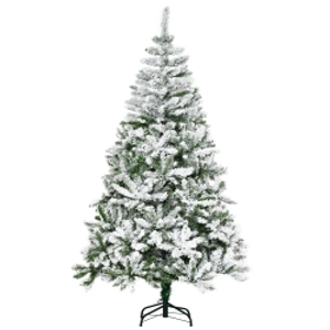 HOMCOM Árbol de Navidad Artificial 180 cm con Nieve Ignífugo con 750 Ramas Decoración Navideña para Interiores Verde