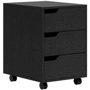 HOMCOM Cajonera de Oficina con Ruedas 3 Cajones Cajonera para Escritorio Estudio 40x50x57,5 cm Negro
