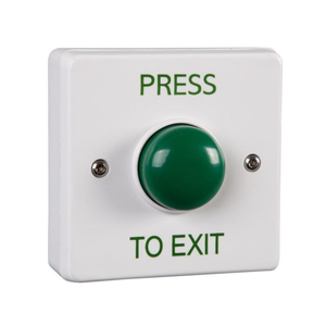 Green Dome Momentary Press To Exit Button - Plastic - White