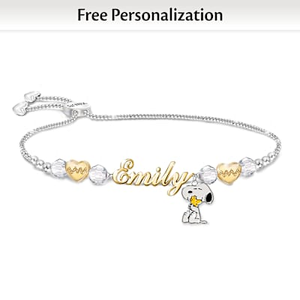 PEANUTS Happiness Is A Warm Hug Personalized Bolo Bracelet