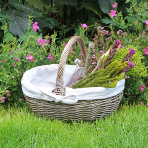 Lined Small Antique Wash Wicker Shopping Basket