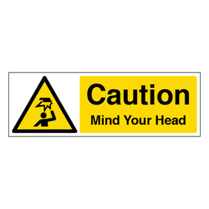 Caution Mind Your Head - Landscape 300 x 100 mm - Self Adhesive Vinyl