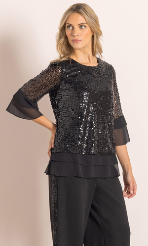 Sequin Layered Top - Black