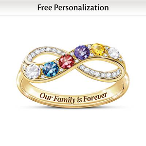 Genuine Birthstone Family Is Forever Infinity Ring