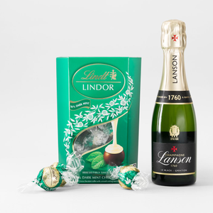 Lindt Lindor Dark Mint Chocolate Truffles Box 200g & Lanson Brut 20cl