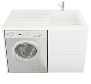 Nugleam All In One Right Hand Laundry Unit with Overflow 1200mm White 1 Tap Hole [156568]