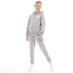 Juicy Couture Girls Velour Heart Logo Tracksuit Silver Sconce