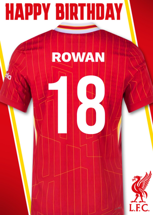 No 18 Liverpool Jersey Happy Birthday Card