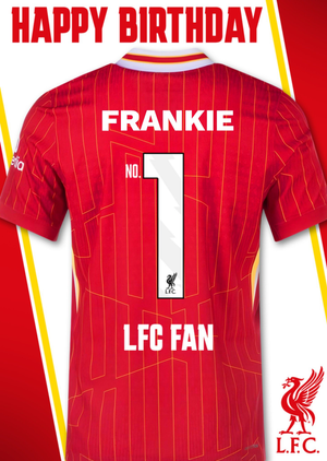 No1 Liverpool Fan Jersey Happy Birthday Card