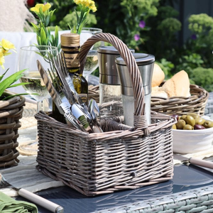 Grey Wash Square Wicker Cutlery Holder