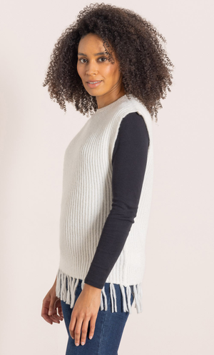 Knitted Tassel Tank Top - Winter White