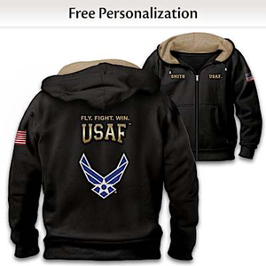 USAF Heroes Men?s Personalized Hoodie Size Large