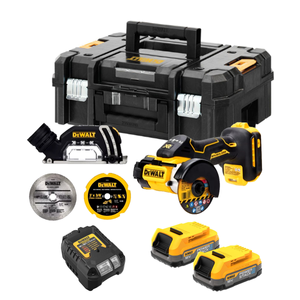 DeWALT DCS438E2T-GB 18V XR Brushless 76MM Cut Off Tool - 2x 1.7V Powerstack Batteries, Charger &amp; Tstak II Case
