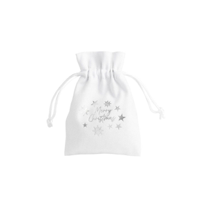 Medium Christmas Cotton Bag Merry Christmas Silver