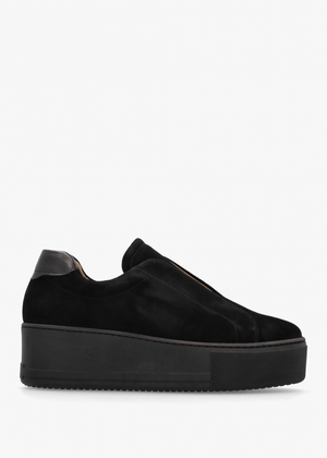 Tred Black Suede Laceless Flatform Trainers