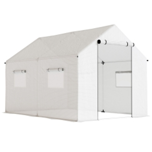 Outsunny Invernadero de Túnel 2x3x2 m con 4 Ventanas de Malla y Puerta con Cremallera Invernadero de Huerto para Jardín Blanco