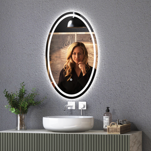Capri 500 x 800mm Chrome Frontlit LED Illuminated Frameless Oval Mirror with Demister Pad & Touch Sensor