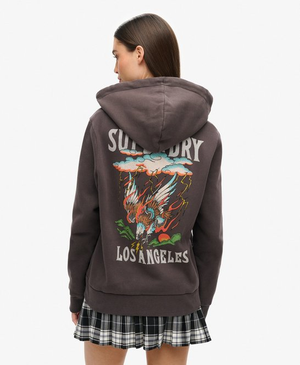 Tattoo hoodie met rits en stras