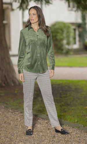 Ribbed Velour Shirt - Khaki